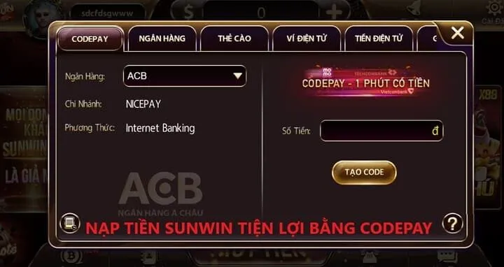 Hướng dẫn cách Nạp tiền Sunwin nhanh chóng 